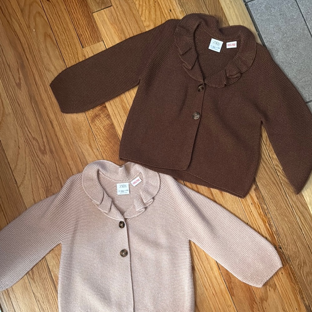 Zara Brown and Tan Knit Cardigans